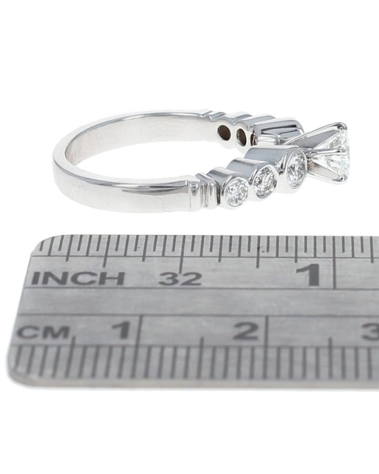 0.50ct Round Diamond Solitaire Bezel Set Side Diamond Engagement Ring